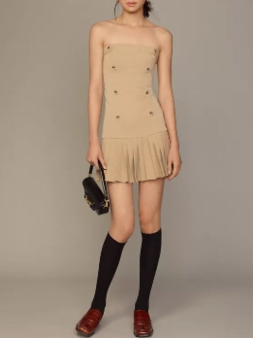Flat White Strapless Pleated Mini Dress Medium M